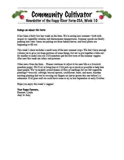 Week 10 newsletter